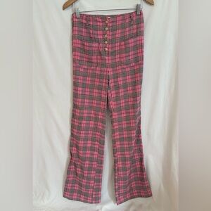 Maeve Relaxed Wide Leg Plaid Trousers